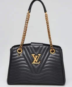 LOUIS VUITTON Calfskin New Wave Chain Tote Black
