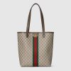 GUCCI Ophidia Medium Tote Beige And Brown Bag