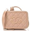 Chanel Filigree Vanity Case Gold-tone Small Beige