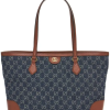 GUCCI Md Ophidia Gg Jacquard Denim Tote Bag