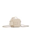 Chanel Filigree Vanity Case Gold-tone Small White