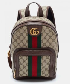 OPHIDIA MINI BEIGE AND EBONY GG SUPREME CANVAS BACKPACK