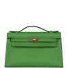 Hermès Kelly Pochette Vert Yucca Swift Gold Hardware