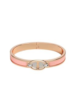 Hermes Mini Clic Anchor Chain Bracelet Rose Gold Tone With Light Pink