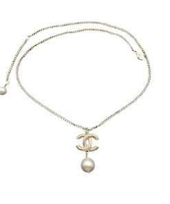 Chanel Cc Pearl Gold Necklace