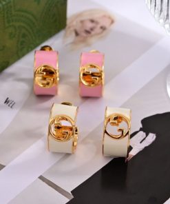 Alternative view of Gucci Blondie Enamel Hoop Earrings Pink