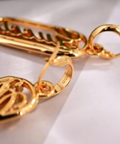 Alternative view of Gucci Hoop Earrings With Gucci Lettering Gold