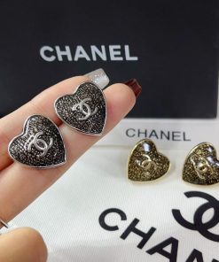 Alternative view of Chanel Stud Earrings Silver And Black