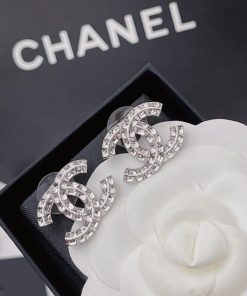Alternative view of Chanel Cc Crystal Stud Earrings Metal Silver