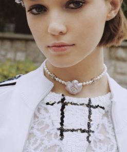 Alternative view of Chanel Choker In Metal Glass Pearls Gold With Pink Pearly Flower
