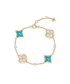 Louis Vuitton Color Blossom Bb Bracelet Gold Tone With Blue