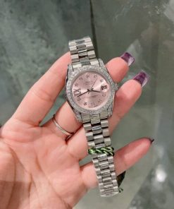 Alternative view of Rolex Datejust Diamond Bezel Oyster White Gold Pink 28mm