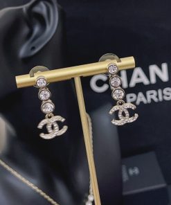 Alternative view of Chanel Crystal Cc Drop Earrings Gold