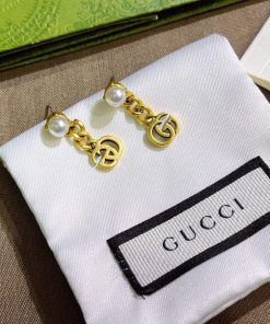 Alternative view of Gucci Pearl Double G Earrings Gold