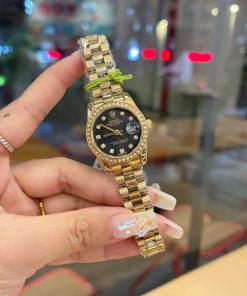 Alternative view of Rolex Lady Datejust 28 Diamond Dial 18k Gold In Black 28mm
