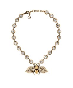 Gucci Bee Necklace With Crystals In Gold