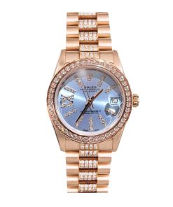 Rolex Datejust Diamond In Rose Gold With Blue Dial 31mm