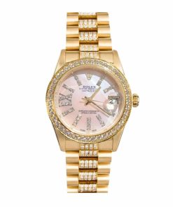 Rolex Datejust Diamond In Gold With Pinl Dial 31mm