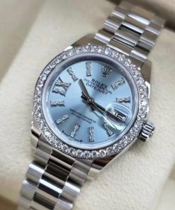Alternative view of Rolex Lady Datejust 28 Ice Blue Dial Platinum Diamond 28mm 279136iblsrdp