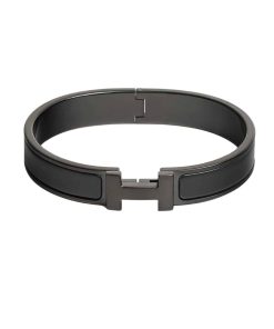 Hermes Mini Clic Anchor Chain Bracelet Black