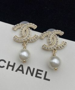 Alternative view of Chanel Cc Pearl Gold Earrings