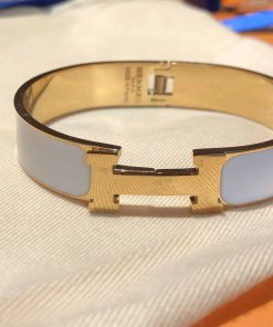 Alternative view of Hermes Clic Clac H Bracelet Gold In Light Blue
