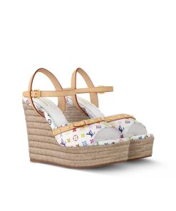 Louis Vuitton X Takashi Murakami Helios Wedge Sandal White 1agyx0