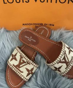 Alternative view of Louis Vuitton Lock It Flat Mule Cognac Brown Leather 1A8Svi