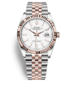 Rolex Oyster Perpetual Datejust White Dial With Silver And Everose Gold Strap 36mm 126231 0017