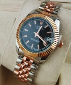 Alternative view of Rolex Oyster Perpetual Datejust Black Dial With Silver And Everose Gold Strap 36mm 116231