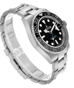 Alternative view of Rolex GMT-Master II Black Gray Bruce Wayne Bezel Steel Mens Watch 126710