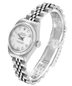 Alternative view of Rolex Datejust Steel White Gold Diamond Dial Ladies Watch 79174 Box Papers