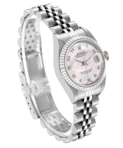 Alternative view of Rolex Datejust Steel White Gold Mother of Pearl Dial Ladies Watch 79174